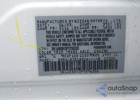 2023 Nissan Sentra S Xtronic Cvt from USA, damaged, VIN 3N1AB8BV3PY296026